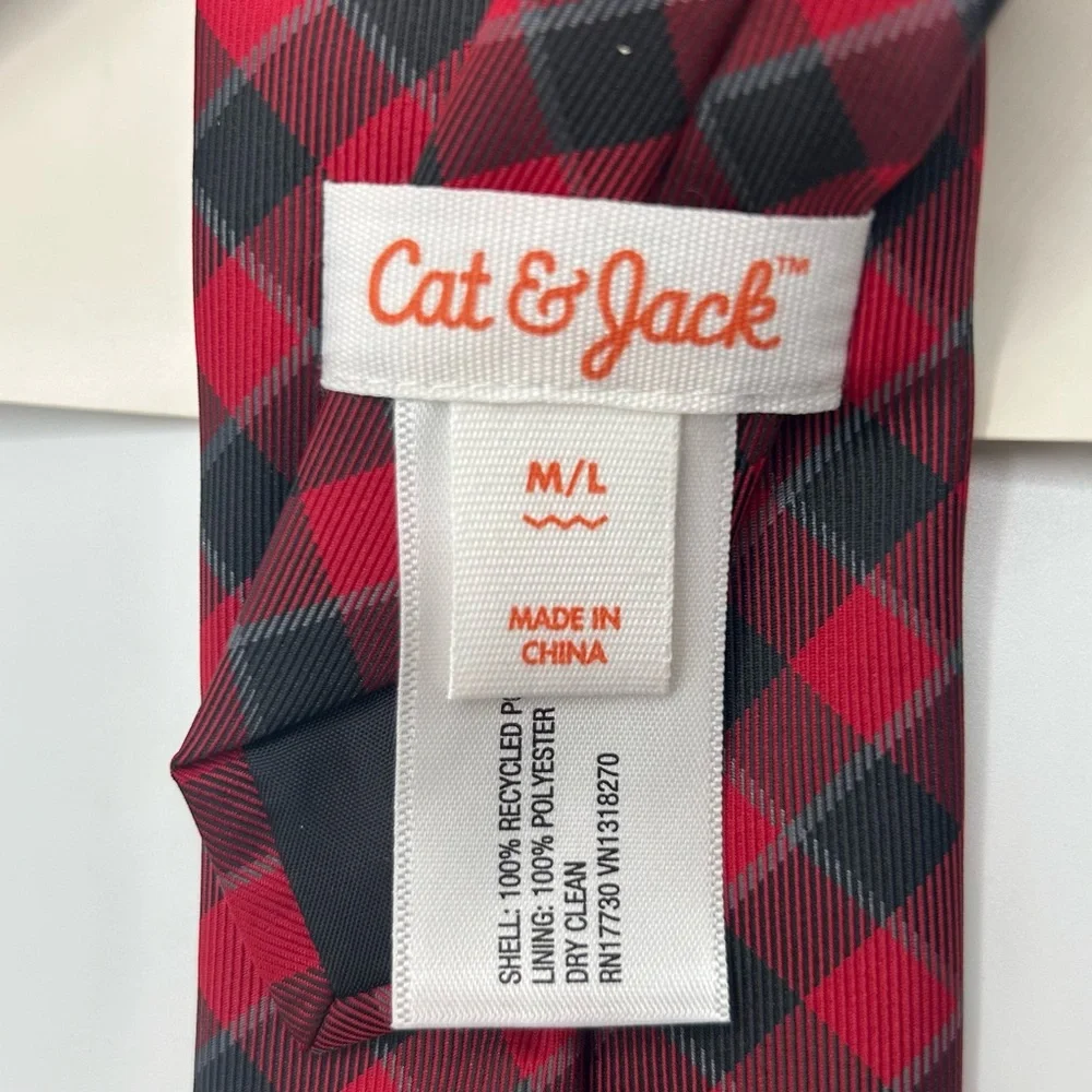 Cat & Jack Red, Gray and Black Plaid Tie (S/M, & M/L)